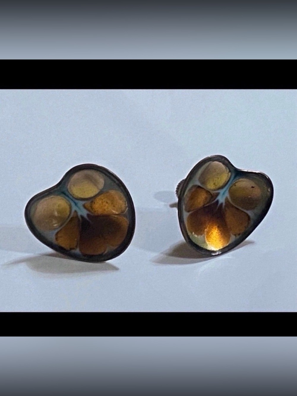 Vintage Copper Signed Hogan Bolas Screw Back Earrings #9136